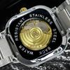 TEVISE Automatic Mechanical Watches for Men Stainless Steel Waterproof Skeleton Watch Square Dial Luminous Fashion Business Wristwatch