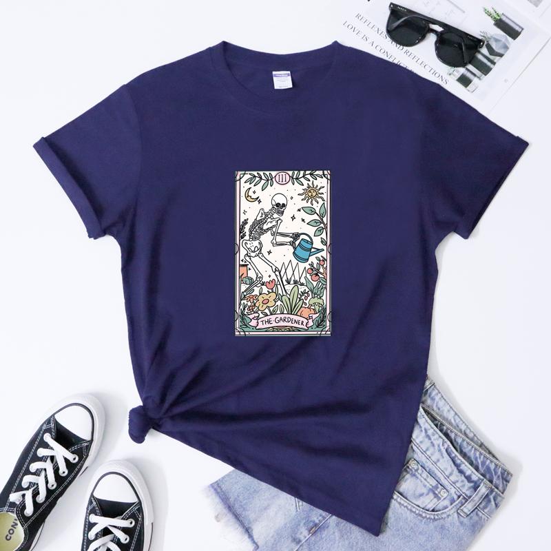 The Gardener Tarot Tshirt Aesthetic Plant Mom Gift Tshirt Gothic Unisex Skeleton Gardening Tee Shirt Top
