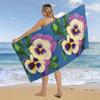 1pz Telo Mare con Fantasia Fiori Viola per Famiglia Stuff Regali Asciugatura Rapida Senza Sabbia Per Bagno Yoga Turismo Spiaggia Campeggio Nuoto