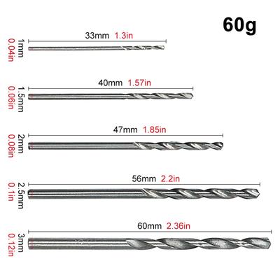 50PCS 1mm, 0.5mm, 2mm, 2.5mm, 3mm Drill Bits Set Drill Bits For Metal And Wood Complete Bit Set Enhanced Hardness Process