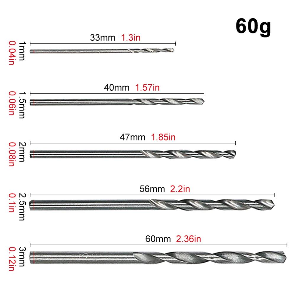 50PCS 1mm, 0.5mm, 2mm, 2.5mm, 3mm Drill Bits Set Drill Bits For Metal And Wood Complete Bit Set Enhanced Hardness Process