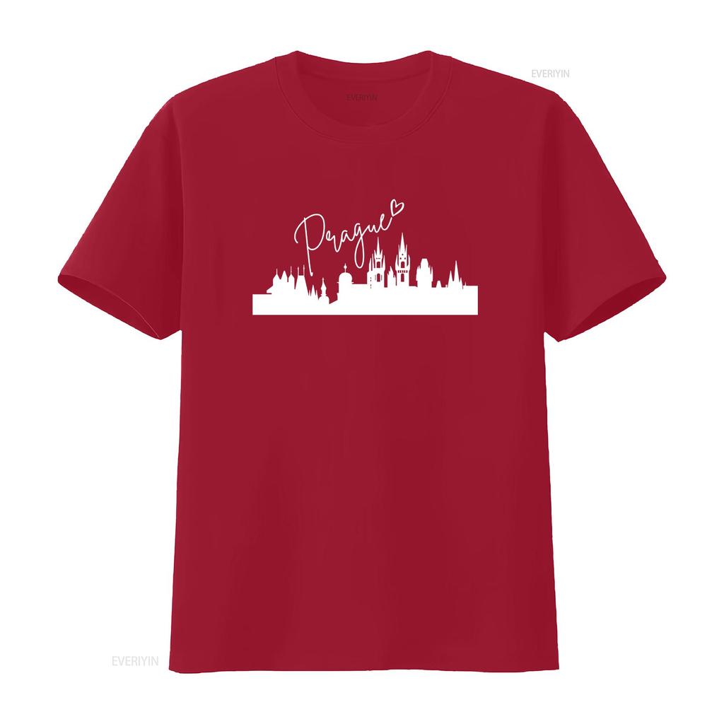 Prague T Shirt for Europe Travel Czech Republic Souvenir Ideal Family Vacation Summer Wear vintage Washed homme Comfortable