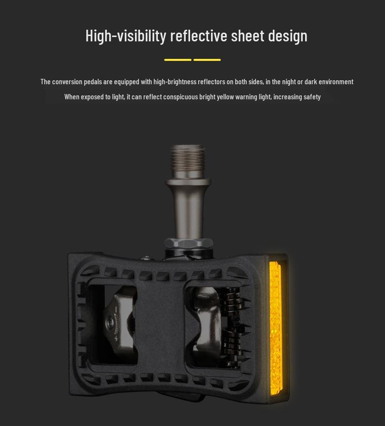 Mountain Bike Pedal Cleats Converter: Clipless To Flat with Straps & Reflectors