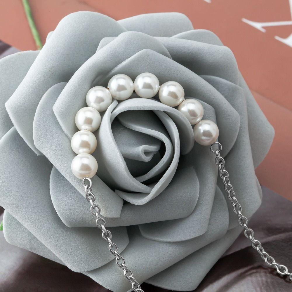 Elegant Charm Pearl Bracelets Steel Chain Beads Bracelets Dainty Simple Thin Pulseras  Jewelry Gift