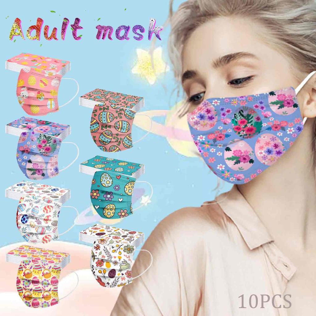 Adult's Happy Easter Protection 3 Layer Cartoon Disposable Face Mask