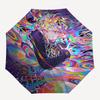1pc Psychedelic Swirls & Anime Character Outdoor Umbrella - Automatic Opening/Closing, Portable 3-Fold Design, 8-Rib Iron Frame - Perfect Gift fo