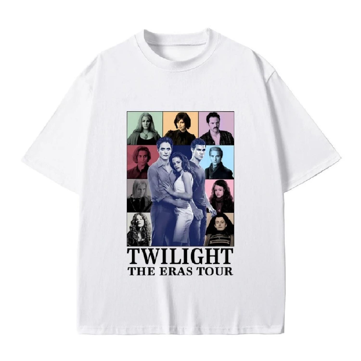 

Movie Twilight The Eras Tour T-shirts Jacob Black and Bella and Edward Cullen T Shirt Men Women Casual Vintage Oversized Tshirt XXXXXL білий