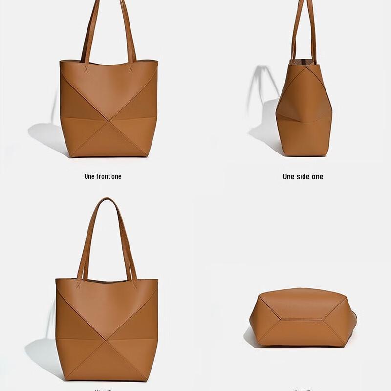 Douxiaozhu Puzzle Geometrická Deformovatelná Hovězí Kůže Skládací Tote Taška přes Rameno