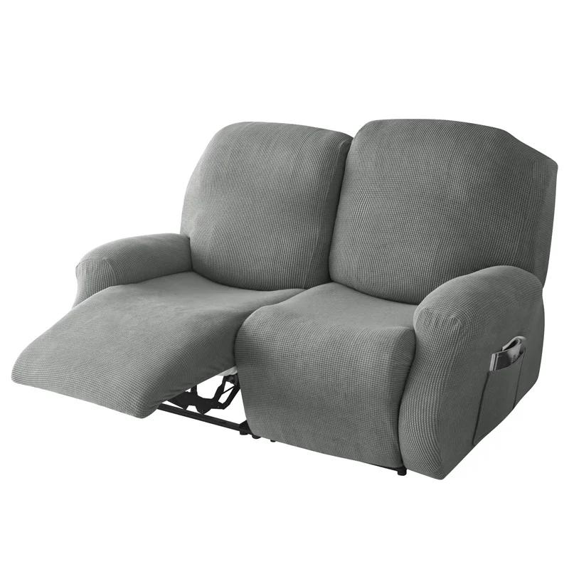 6pcs Solid Color Recliner Sofa Cover Elastic All-inclusive Couch Coushion Case Soft Pet-friendly Protective Case for Living Room