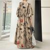 Printed V-neck Simple Loose Casual Long Plus Size Dress