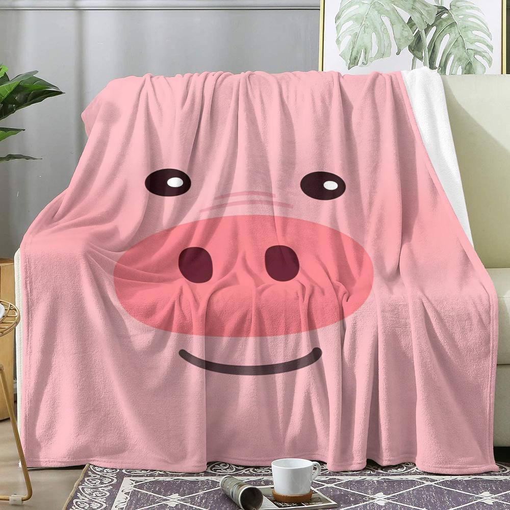 Pensive Piggy Throw Soft Flannel Throw Summer AC Blanket Lightweight Cool Nap Blanket for Sofa Bed Couch Travel