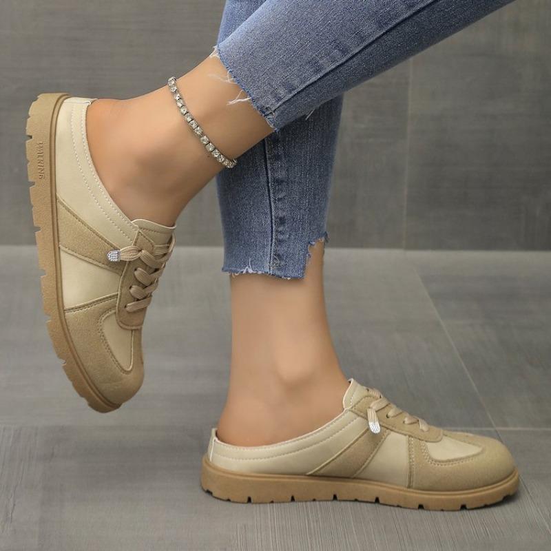 

Flat Toe, Half Slippers One Foot on German Training Shoes Single Shoes 36 кавовий