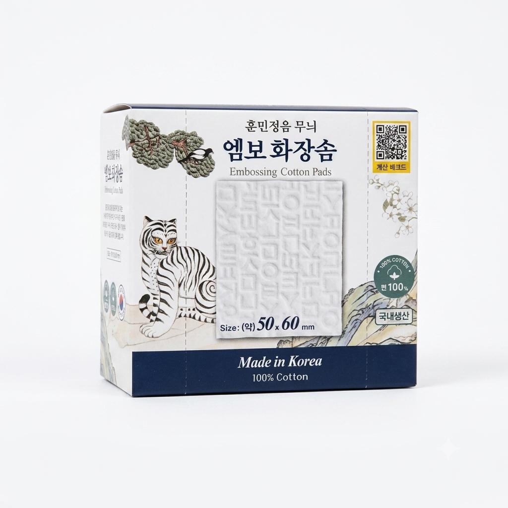 Hunminjeongeum Pattern Embossed Cotton Pads 180 Sheets