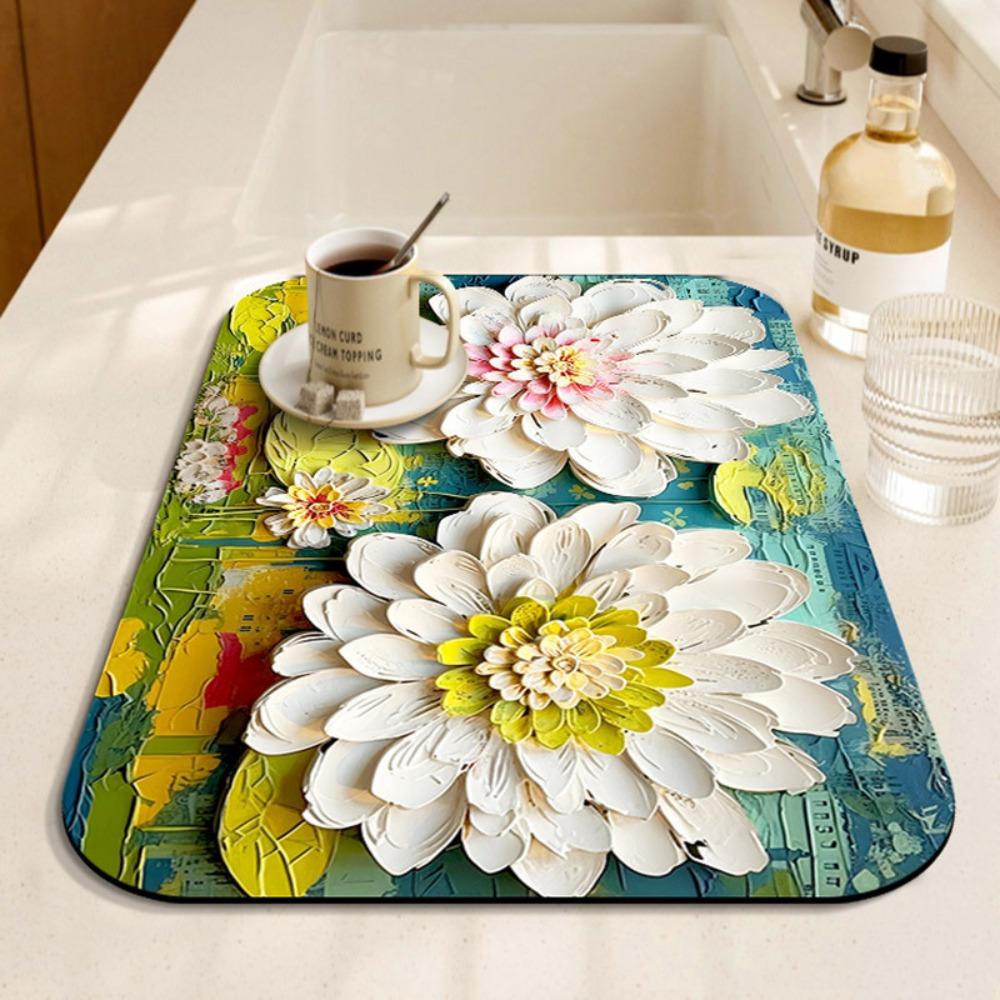 

30*40cm Coffee Draining Pad Flower-shaped Coffee Mat New Bathroom Carpet Home Decoratation 09