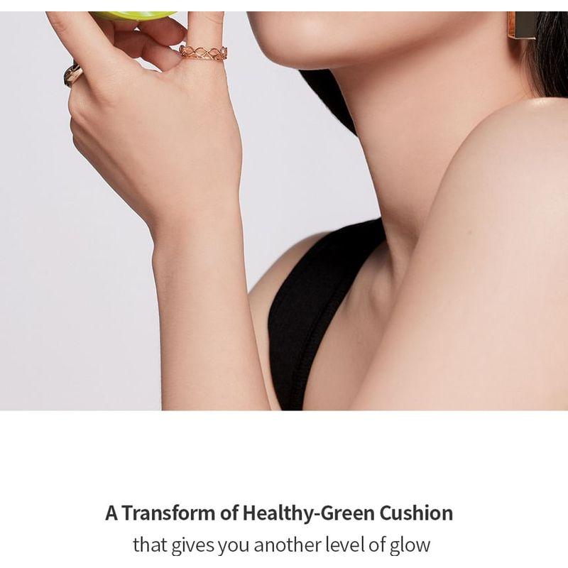 UNLEASHIA - Bundle: Satin Wear Healthy-Green Cushion Re-Feel Refill + Case Set - 5 Colors