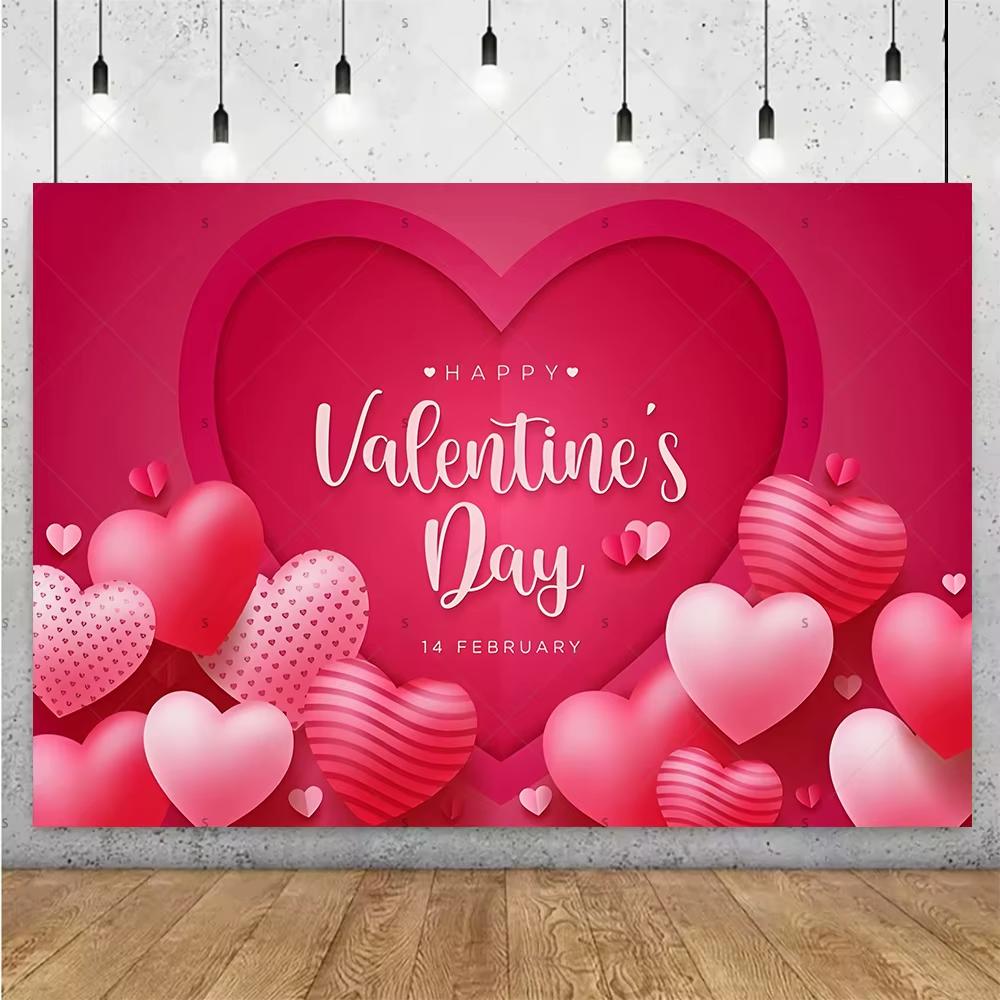 Balloon Red Love Heart Rose Background Happy Valentines Day Backdrop Supplies Valentines Day Party Decoration Photo Shoot Pro