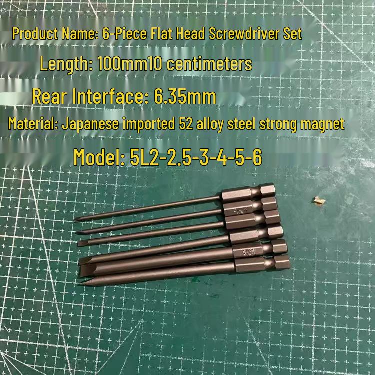 Japan S2 Steel Magnetic Slotted Flat Head Electric Screwdriver Bit