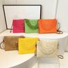 Straw Handmade Weave Clutch Bag Solid Color Pouch Purse Female Summer Flap  Beach Wallets Crossbody Bag