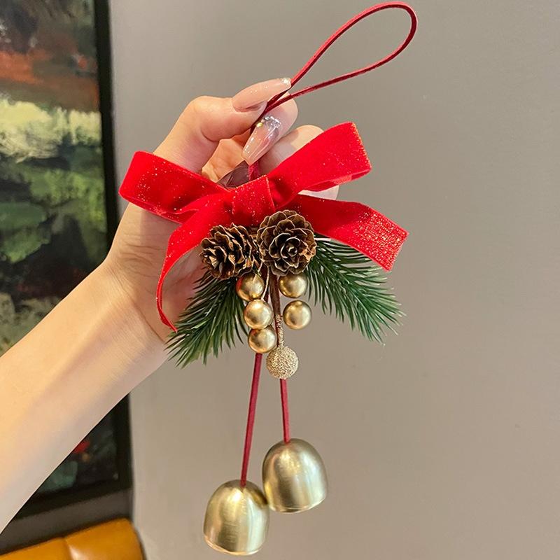 Christmas Atmosphere Pendant Gift Star Plush Bow Christmas Tree Red Pendant Wind Chime Creative Gift