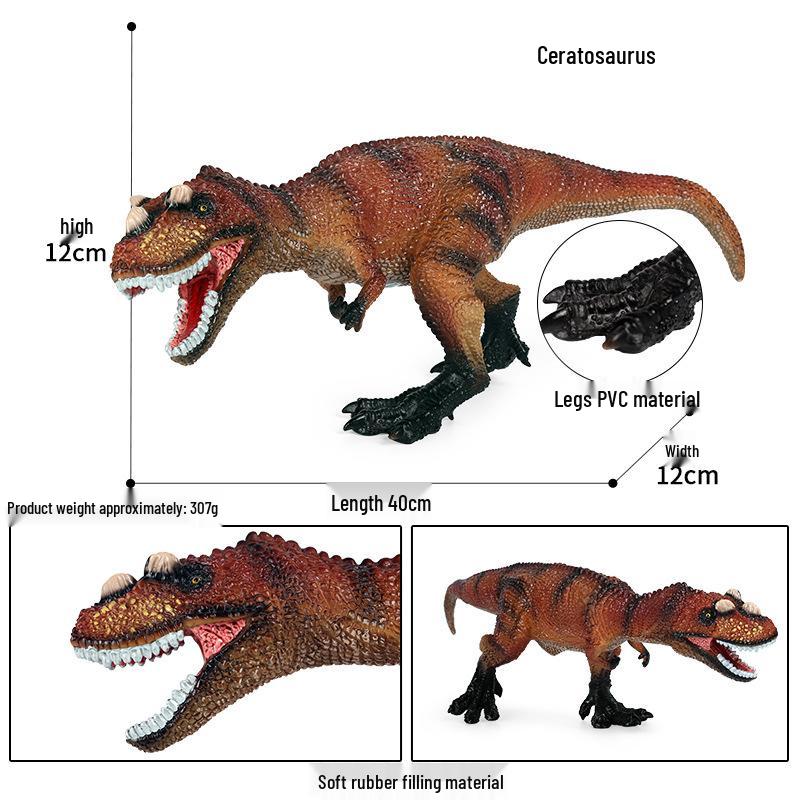 Large Soft Rubber Triceratops Dinosaur Model Toy for Kids