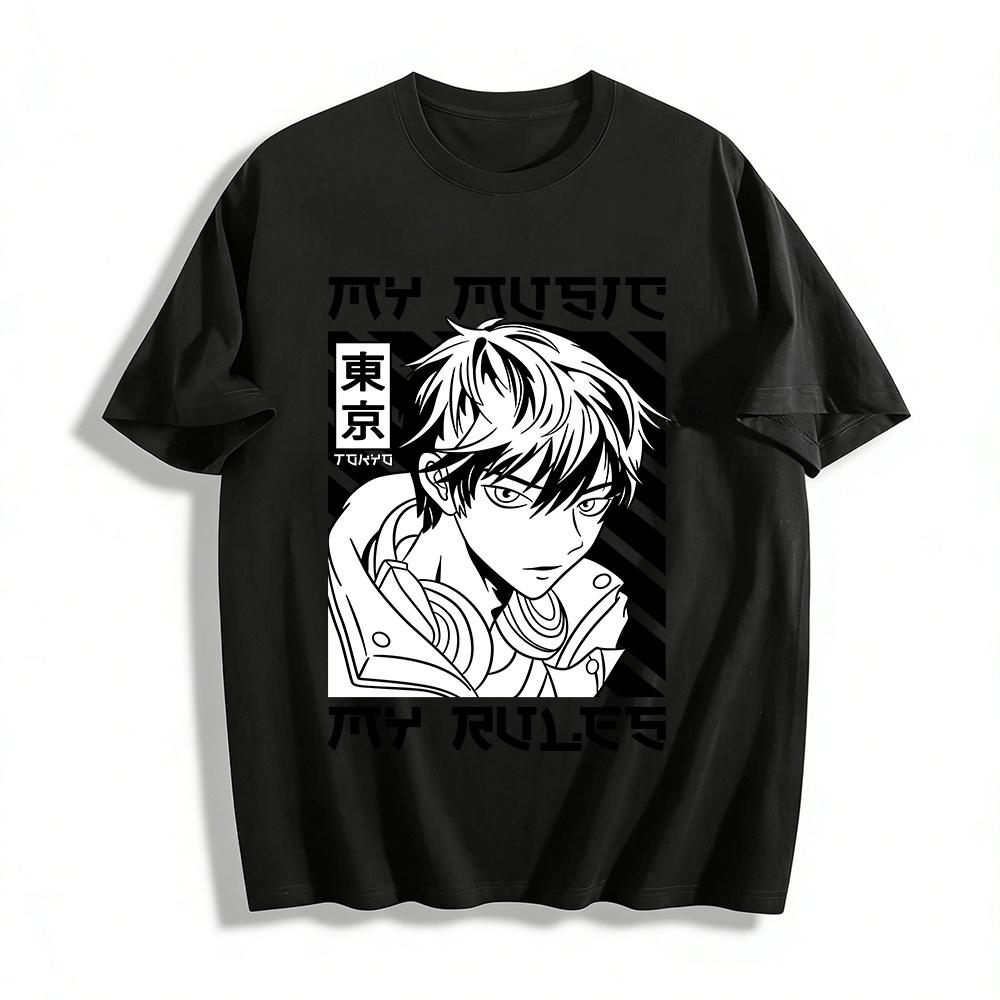 

Tokyo Style Cool Anime Boy Print T-shirt Unisex Casual Top Pure cotton T-shirt 6XL