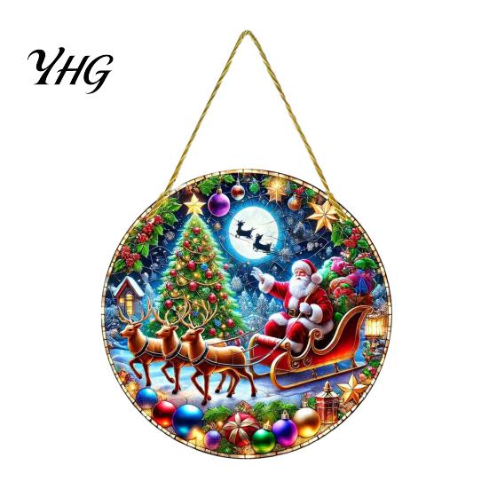 Xmas Porch Hanging Signs Christmas Tree Ornaments, Acrylic Festive Pendants with Lanyard for Gift Tags Holiday Party Home Decoration, Indoor