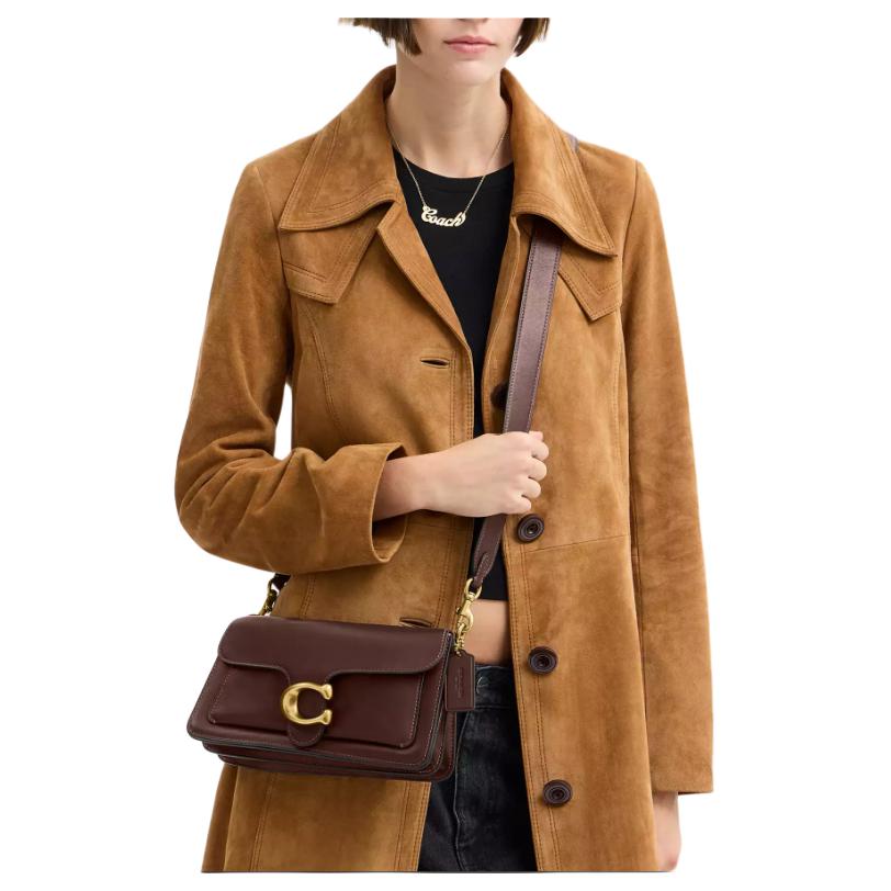 Coach Tabby 26 Brand Logo Detachable Shoulder Strap Design Leather Handbag Crossbody Shoulder Bag Medium Women Handbag Brass Maple CCX04-B4MPL