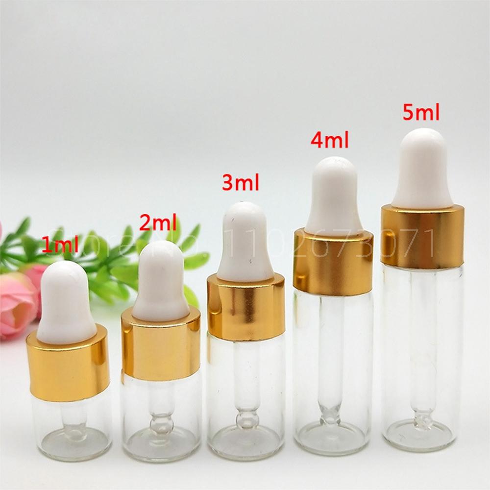 Mini Dropper Bottles Oil Aromatherapy Bottles with Rose Gold Cap Reagent Pipettes Bottles Transparent Bottle 1ml 2ml 3m 4m 5m