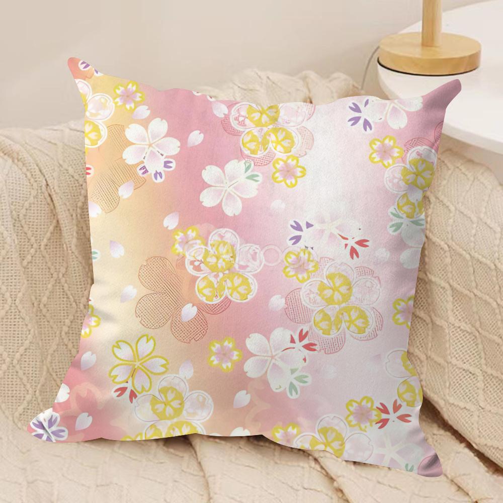 Cherry blossoms Cushion Cover Soft Plush Fabric DoubleSided Printed Cushion Covers for All Seasons Home Decor