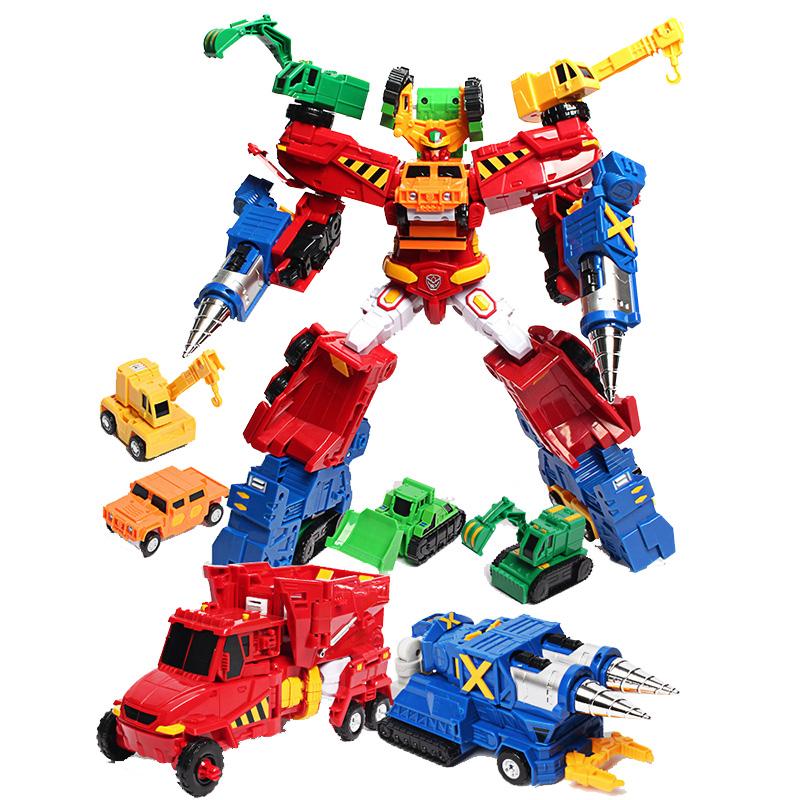 6 IN 1 Hyper Builoion Carbot Transformation Robot Toys Action Figures Deformation Engineering Car Truck Crane Vehicle Toy