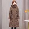 Long over-knee hooded cotton-padded clothes for women's new winter medium and long large size waist and thin middle-aged and elderly coats