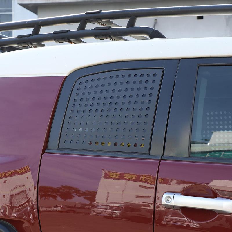 For Toyota FJ Cruiser 2007-21 Aluminum Alloy Black Car Rear Window Glass Guard Plate Trim Stickers Car Modification Accessories