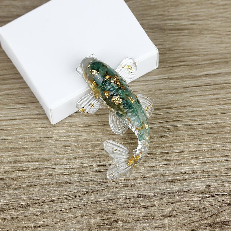 Fish Statue Natural Stone Healing Crystal Carved Animal Figurine Room Decor Reiki Mineral Gemstone Aquarium Decoration Gift