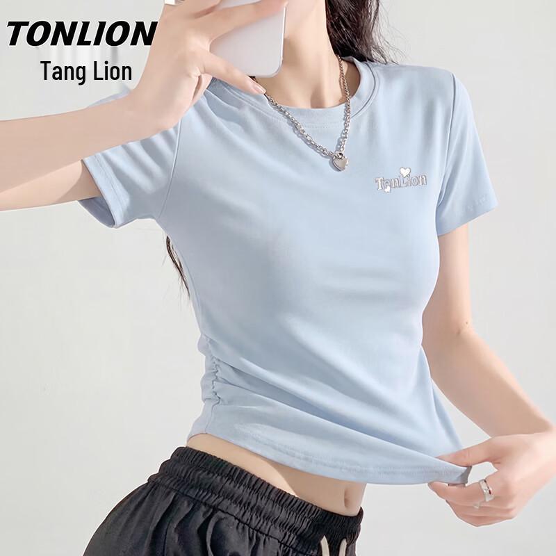 

TonLion Women s Summer Slim Fit Pleated T-Shirt S