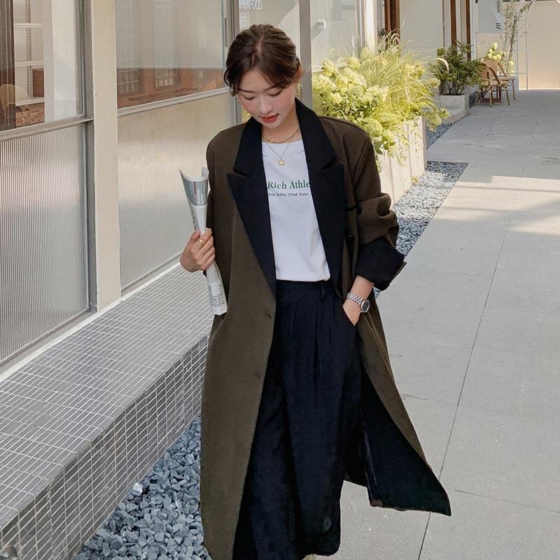 Toamnă și Design Coreean, Temperament și Design Nou, Costum, Jachetă de Vânt, Palton, Palton Niche Mid-length Stil Hepburn pentru Femei