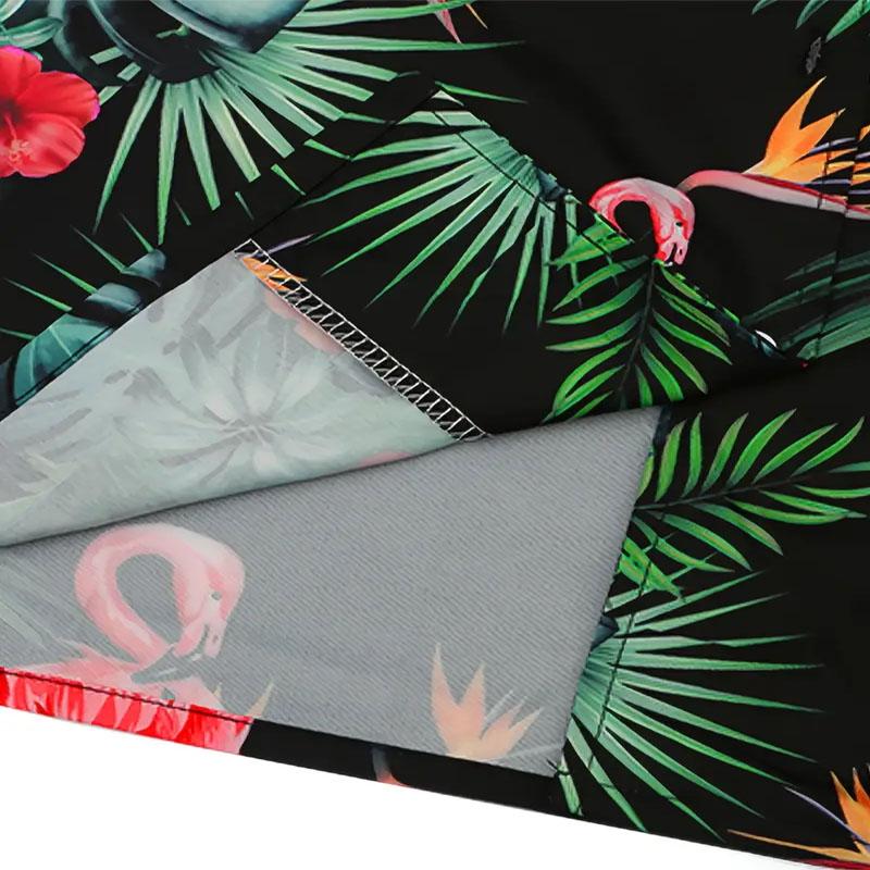 Summer 3D Digital Printed Colorful Plant Pattern Men's Short Sleeved Shirt Casual Beach Vacation Top