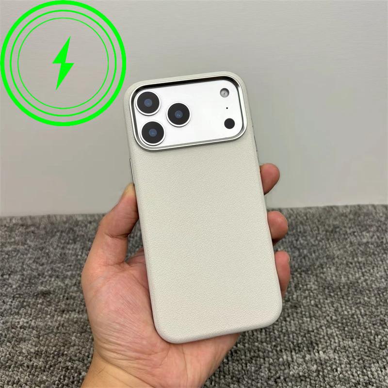 

Luxury For MagSafe Wireless Charge PU Leather Phone Case For IPhone 17 Air Pro Max Magnetic Frosted Soft Silicone Protect Cover iPhone17 Pro