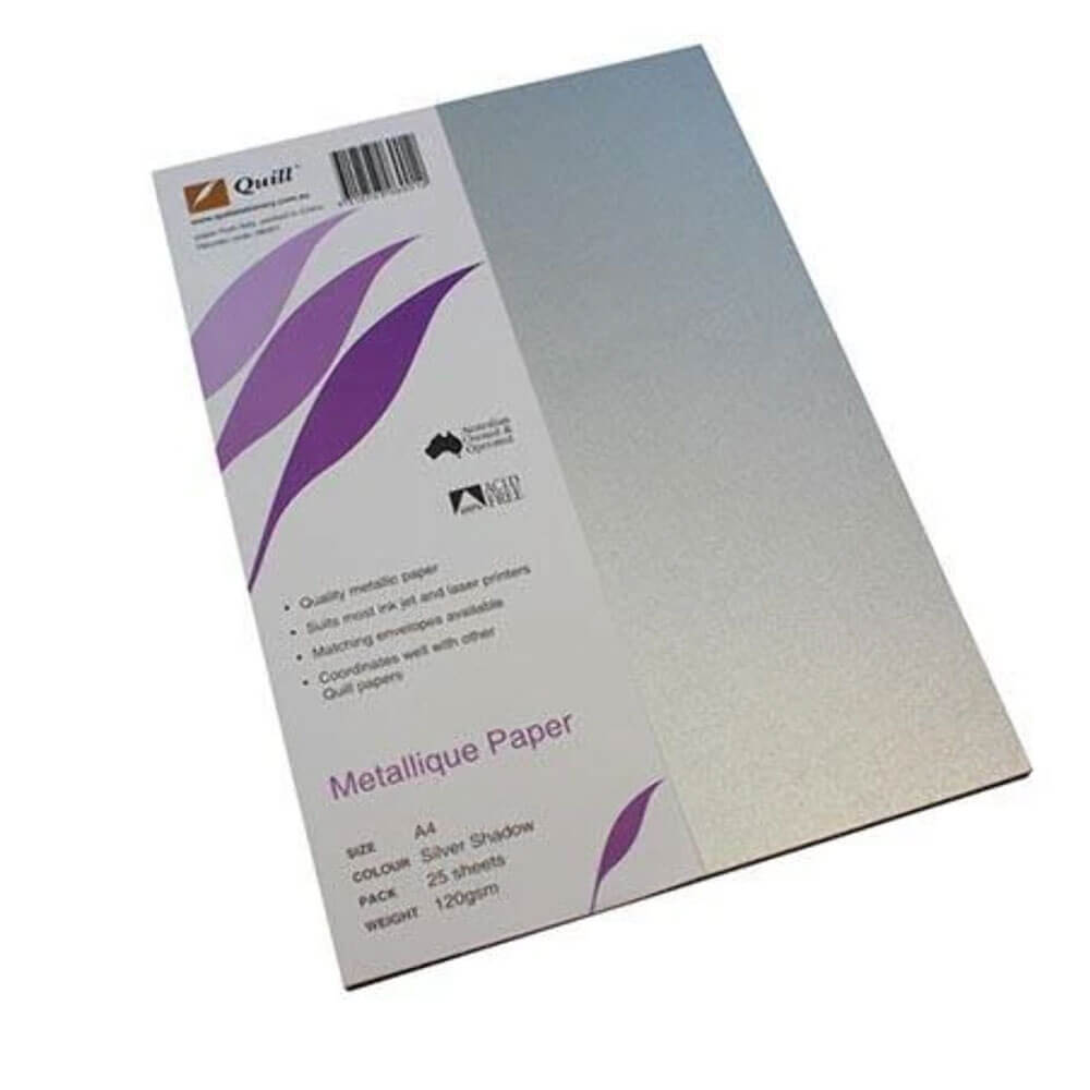 Quill A4 Metallpapier (25 Stück) (Silberner Schatten)