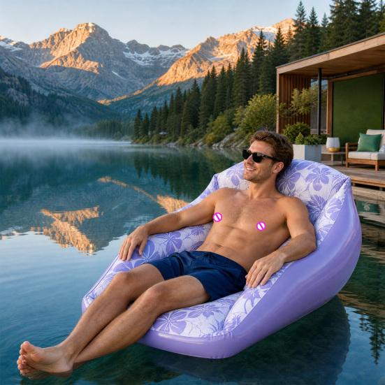 Inflatable Pool Floats for Adult, Heavy Duty Floating Lounge Chair, Swimming Pool Hammock Seat with Cup Holder for Summer Party, Lake Beach