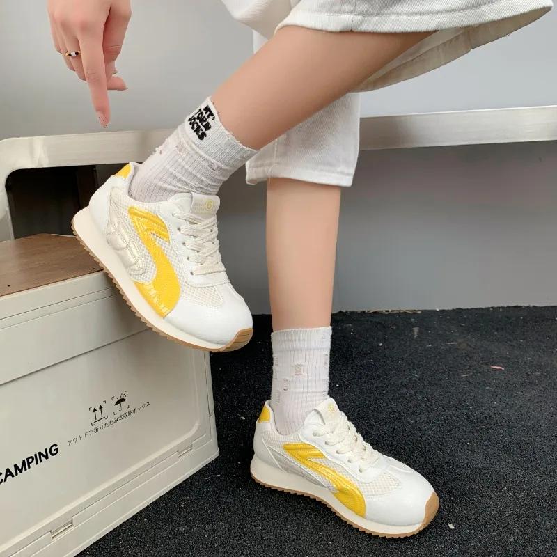 Fashion 2025 Fashion Ladies Shoes Lace-up Women's Vulcanize Shoes New Color Matching Mesh Best Seller Comfortable Breathable Sneakers