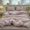 Cream Wind Double Yarn Bedding Four-piece Set Skin-friendly Breathable Washed Sheets Quilt Cover Pillowcase