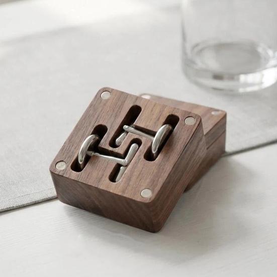 Walnut Cufflink Box, Solid Wood Magnetic Closure Storage Case for Men, Small Jewelry Organizer for Rings Necklace, Gift Box for Men