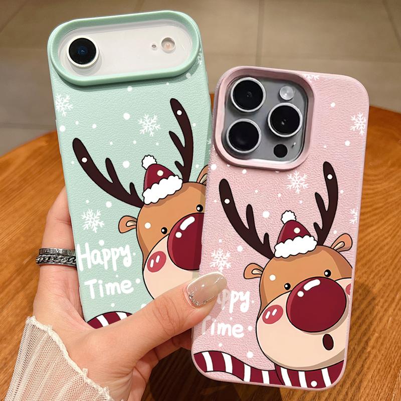 Husă Laser Drăguță cu Imprimeu Elan de Crăciun Pentru iPhone Air 17 16 15 14 13 12 Pro Max 16 15 Plus 13 17 Pro 11 Husă Hard Rezistentă la Șocuri