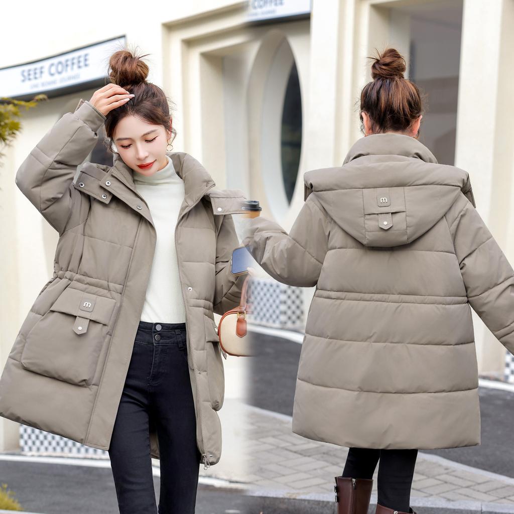 Mid-length Cotton Coat for Women, Waist Slimming Cotton Coat, Winter Thickened Cotton Coat