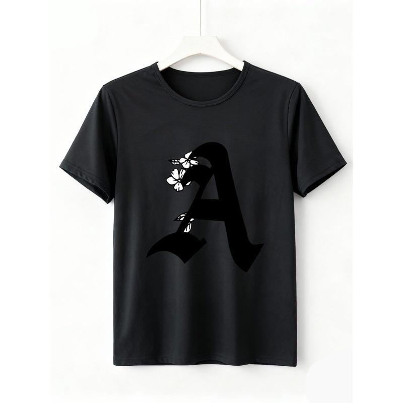 Europäische Größe Damen T-Shirt | Einfache Hühnerkunst Kräftige Umrisse Set Gedruckt Kurzarm Rundhals T-Shirt | Modisch Lässig Ganzjahres