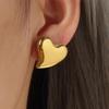 Color Block Heart Shape Stud Earrings, Irregular Peach Heart Design, Titanium Steel with 18K Gold Plating