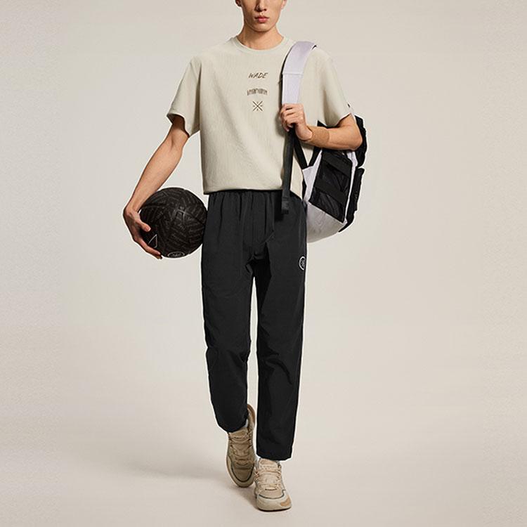 Li-Ning Comfortable Moisture-Wicking Loose Straight-Leg Knitted Sports Pants Men bottoms Black AYKU133-5