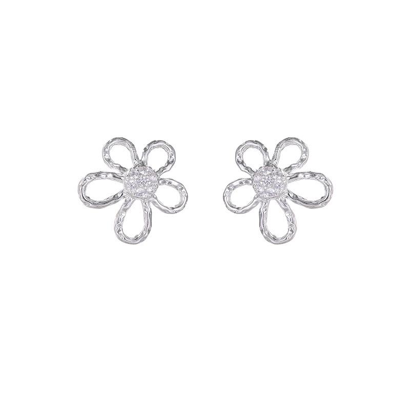 925 Silver Earrings Woman Irregular Flower Piercing Luxury Earrings High Quality Engagement Wedding Vintage Jewelry Accesories