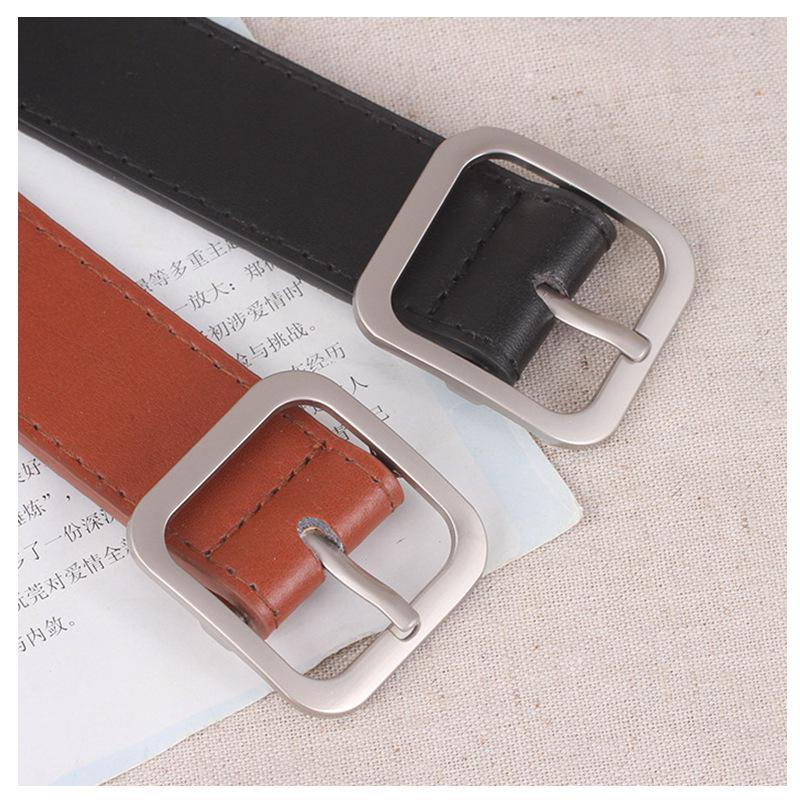Women's Korean Style Square Buckle Belt - Black Casual Fashion Accessory