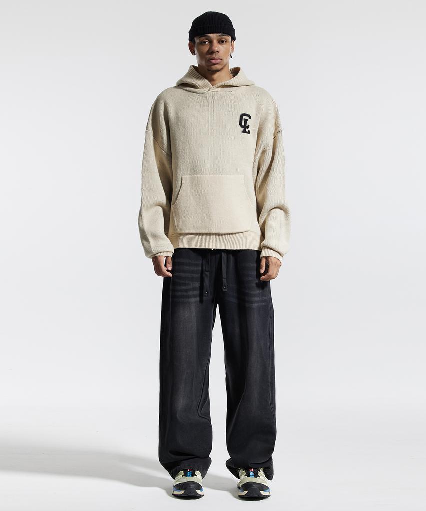 CREAM SODA LAB Basic Washed Wide Elastic Denim Pants Black